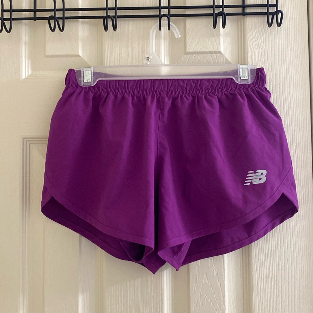 Purple new balance running shorts